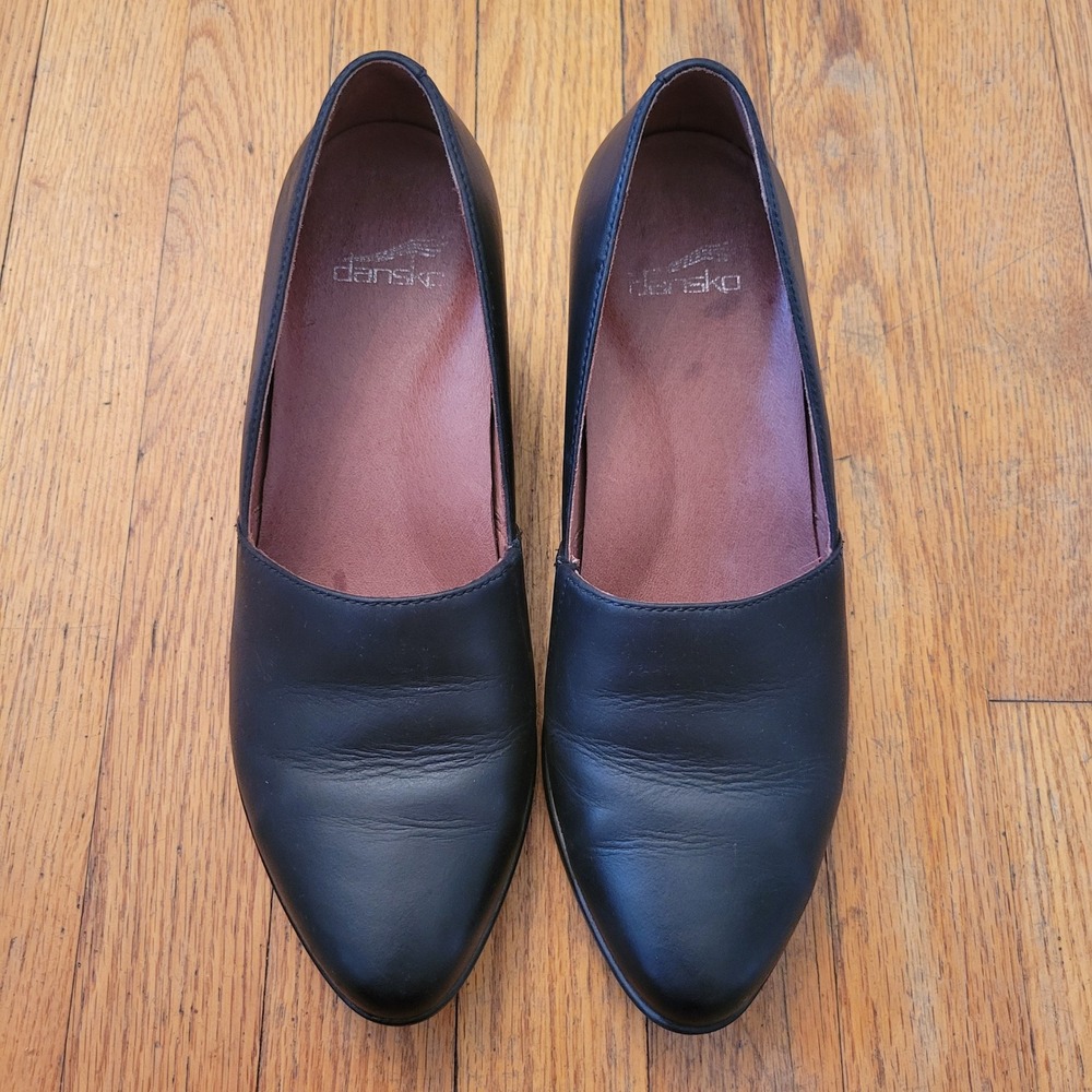 Dansko 39 Wedge Slip On Black Leather Professional SHANDA Waterproof 8.5 9 - Picture 2 of 7